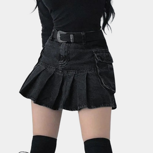 Denim Mini Cargo Skirt