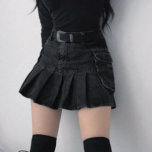 Denim Mini Cargo Skirt