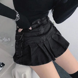 Denim Mini Cargo Skirt