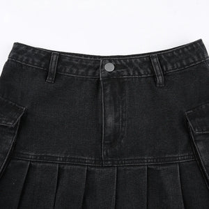 Denim Mini Cargo Skirt