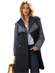 Veste de printemps en patchwork de denim pour femme 