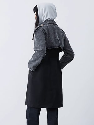 Denim Patchwork Spring Jacket For Women