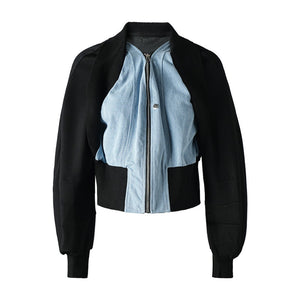 Denim Spliced Spring Jacket Women