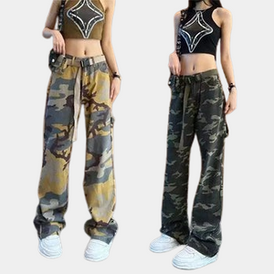 Designer camo cargo pants