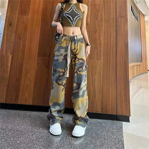 Designer camo cargo pants