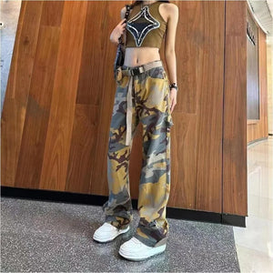 Designer camo cargo pants