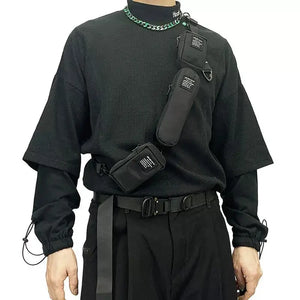 Detachable techwear coin holder bag in combination sets