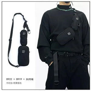 Detachable techwear coin holder bag in combination sets