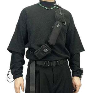 Detachable techwear coin holder bag in combination sets
