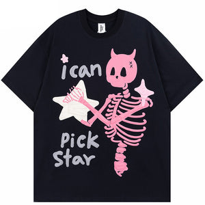 Devil Horn Skull Y2K T Shirt