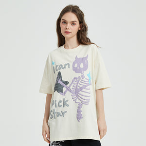 Devil Horn Skull Y2K T Shirt