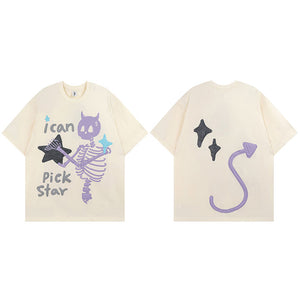 Devil Horn Skull Y2K T Shirt