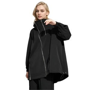 Diagonal Zipper Spring Jacket Women