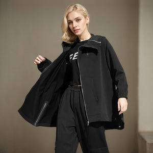Diagonal Zipper Spring Jacket Women