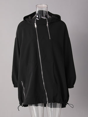 Diagonal Zipper Spring Jacket Women