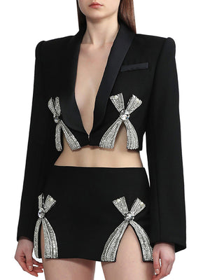 Diamonds Bow Jacket Women Spring