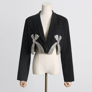 Diamonds Bow Jacket Women Spring