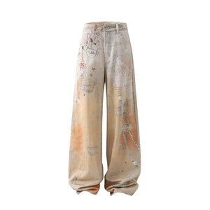 Digital Print Straight Y2K Jeans