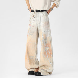 Digital Print Straight Y2K Jeans