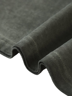 Detail of the folded hem and the topstitching on the heavyweight washed cotton sleeveless body