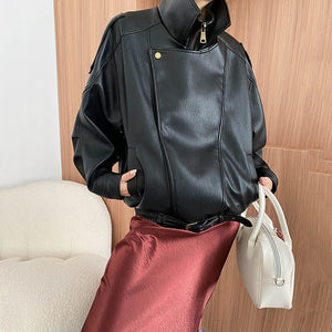 Double Neck Spring Jacket Women PU
