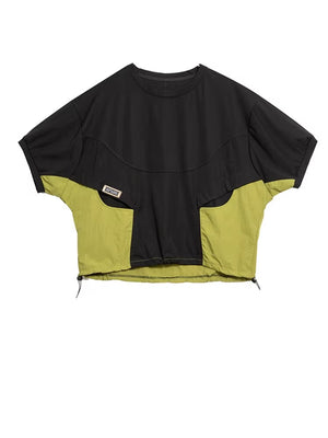 Drawstring Black Oversized T-shirt Half Sleeves