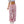 Pink baggy parachute pants on a white background, front view of the wide legs gathered at the drawstring hems