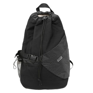 Beige and black drawstring techwear backpack, 20 to 35 litres