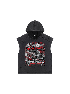 Racing Hooded Muscle Shirt Y2K