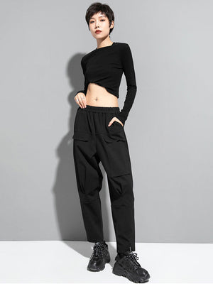 Elastic Waist Cargo Pants For Women