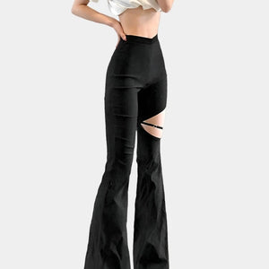 Elastic Waist Cut Out Pants