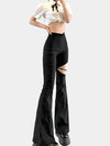 Elastic Waist Cut Out Pants