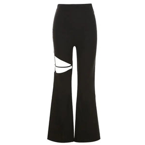 Elastic Waist Cut Out Pants