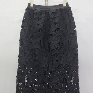 Elastic Waisted Black Skirt Goth