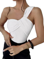 Elegant One-Shoulder White Bodysuit