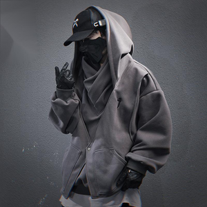 Embroidered High Collar Techwear Hoodie