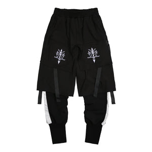 Embroidered Two Piece Cargo Pants in black — dark techwear streetwear, view 6 of 7