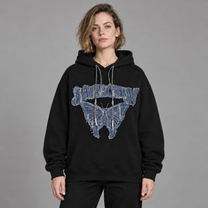 Embroidery Butterfly Y2k hoodie – worn by a woman