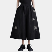 Jupe-pantalon à motif floral brodé