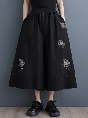 Embroidery Floral Fashion Skirt Pants