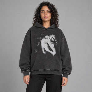 Eye Contact Graphic Y2K Hoodie – worn by a woman