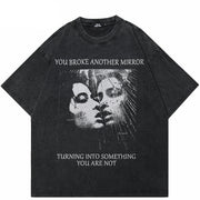 Faded Black Y2K Graphic T Shirt
