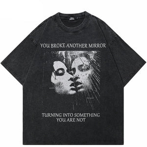 Faded Black Y2K Graphic T Shirt