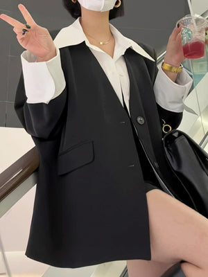 Fake 2 Pcs Jacket Women Suit