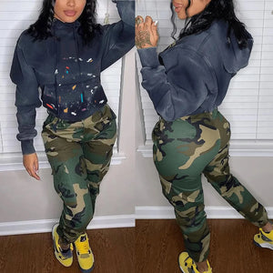 Fashion camo cargo pants Women