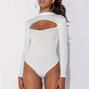 Fashion Long Sleeve White Bodysuit