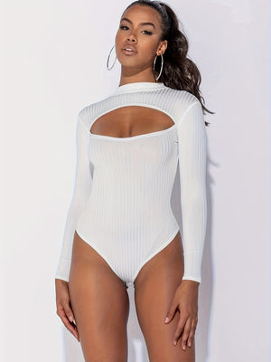 Fashion Long Sleeve White Bodysuit