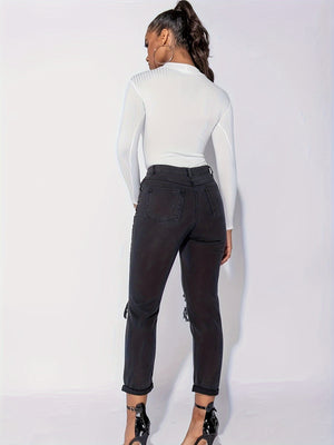 Fashion Long Sleeve White Bodysuit