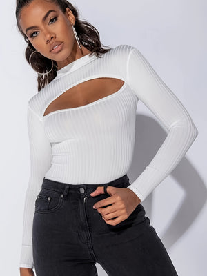 Fashion Long Sleeve White Bodysuit
