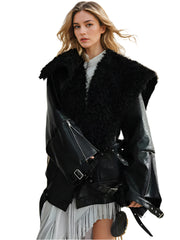 Veste de printemps en cuir PU tendance pour femme